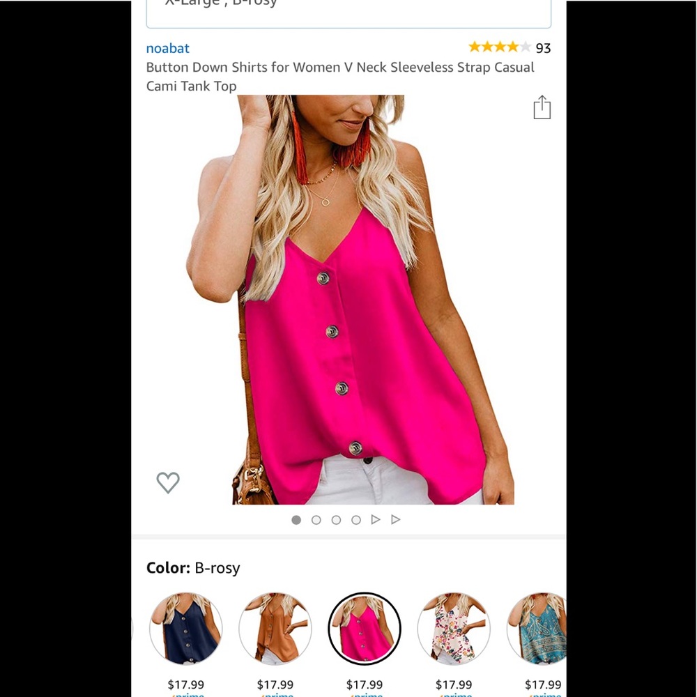 Adjustable button down hot pink spaghetti top.